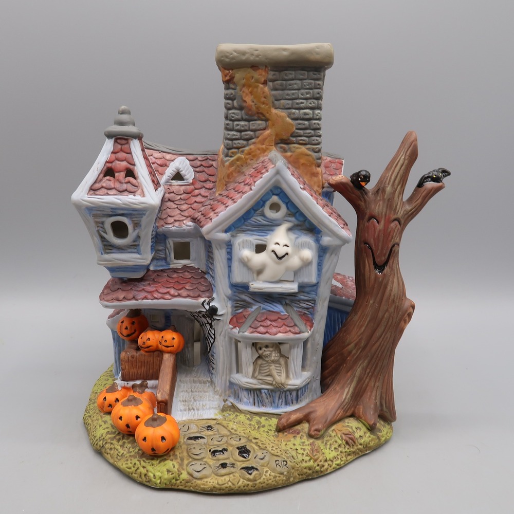 PartyLite Halloween Haunted House P8264 Ceramic Tea Light Candle Holder Decor